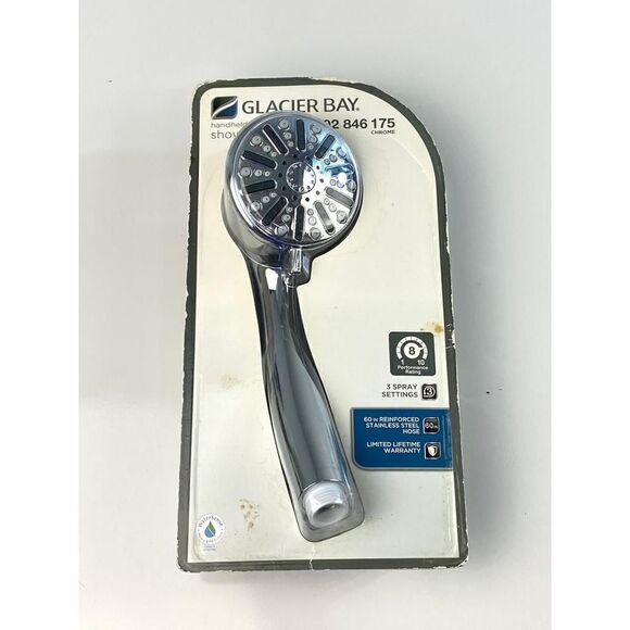 Glacier Bay 1002 846 175 Chrome 3 Spray Handheld Shower 60" Stainless Hose NEW D - Picture 1 of 5